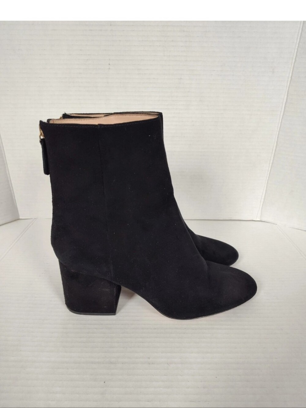 J.Crew Sadie Black Suede Block Heel Ankle Boots K0055 Almond Toe Womens 8.5
